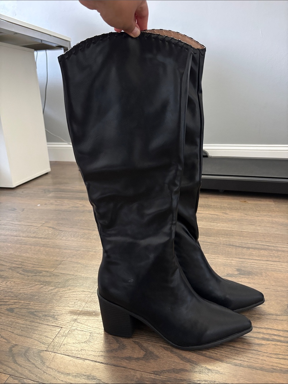 Journee Collection Black Knee-High Block Heel Boots - Picture 12 of 16